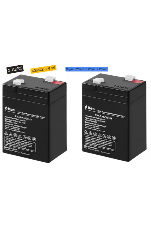 TTEC 6V 4Ah Akü 2 Adet TTEC 6V 4Ah Akü 2 Adet